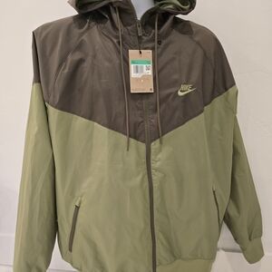 Nike Men's Hooded Windbreaker - Olive and Brown
